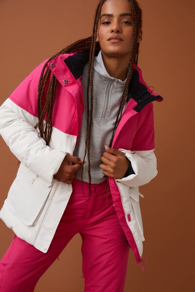 Body Quilted Snow Jacket, COCONUT MILK/ PINK LIFT