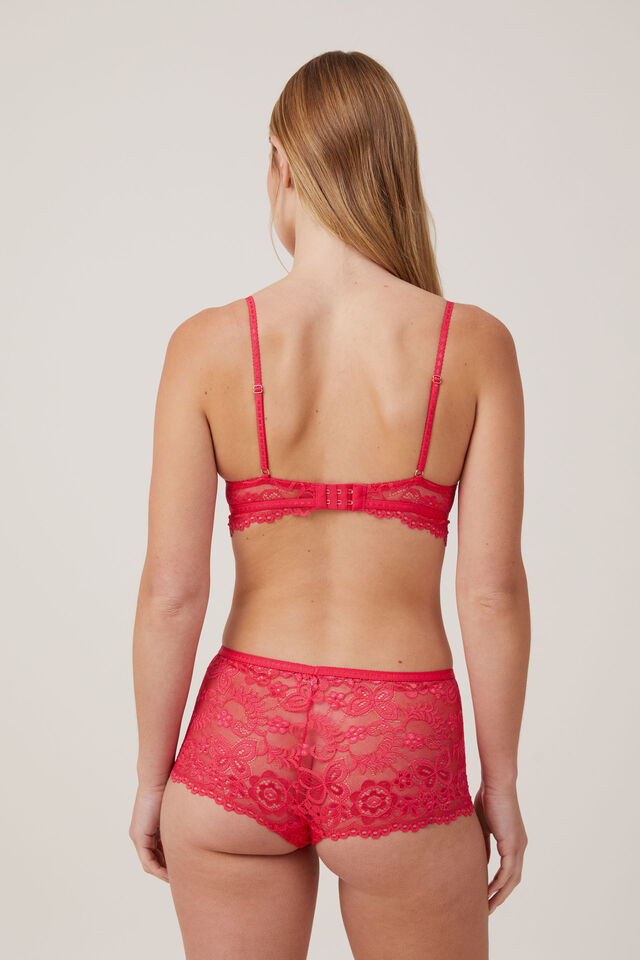 Butterfly Lace Wirefree Lift Bra, ROSE RED
