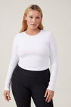 Ultra Soft Fitted Long Sleeve Top, WHITE - alternate image 1