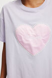 90S Graphic T-Shirt Nightie Personalised, LAVENDER/SATIN APPLIQUE HEART - alternate image 2