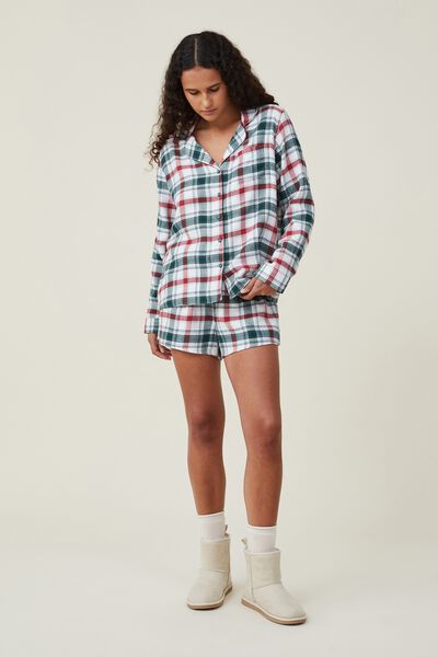 Flannel Sleep Set, WHITE/GREEN/RED CHECK