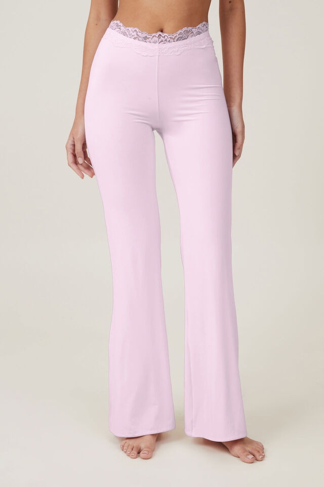 Good American Womens Love Potion Crystal-embellished Flared High-rise  Stretch-cotton Trousers In Pink
