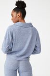 Super Soft Textured Long Sleeve Polo, BLUE YONDER MARLE