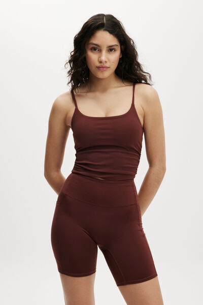 Ultra Soft Ruched Side Tank, CAPPUCCINO