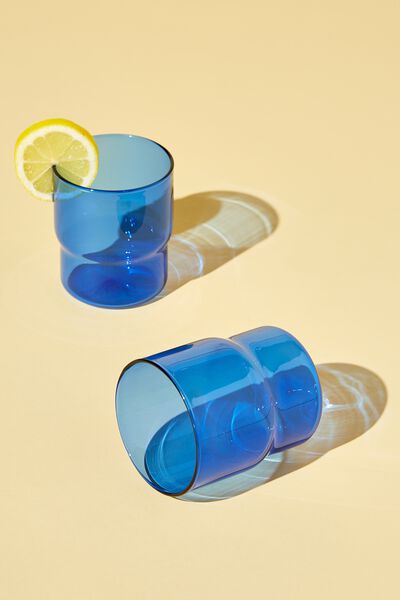 Glass Tumbler 2Pk, BLUE