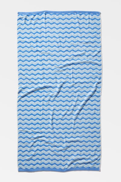 Cotton Beach Towel, BEACH WAVE BLUE