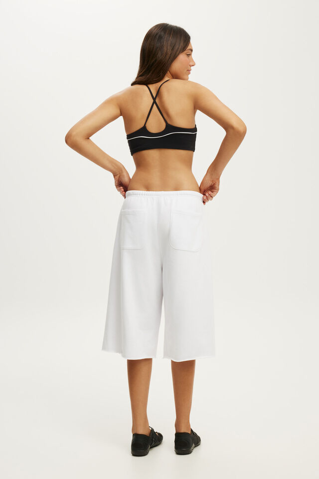 Active Fleece Longline Short, WHITE