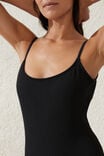 Thin Strap Low Scoop One Piece Cheeky, BLACK CRINKLE - alternate image 2