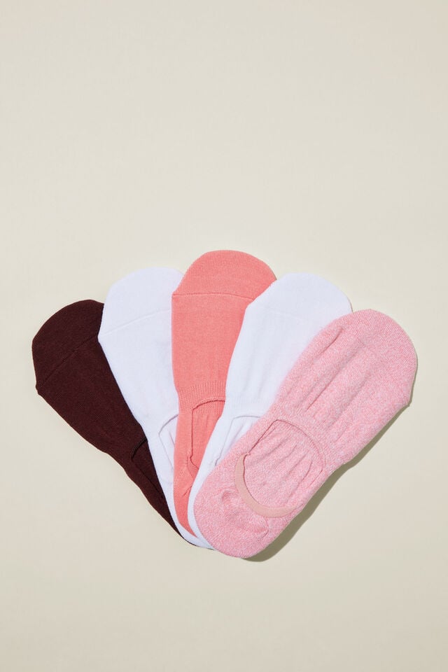 Body 5Pk Invisible Sock, PETAL PINK OMBRE