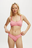 Organic Cotton Pointelle Bralette, LOLA CHECK RED/PINK - alternate image 1