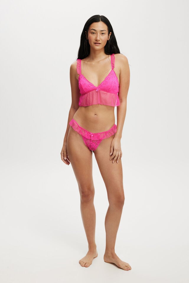 Holly Lace Longline Bralette, CHARMING PINK