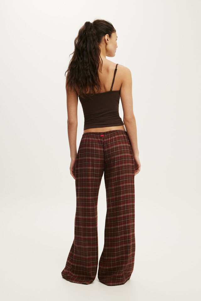 Cloud Soft Wide Leg Flannel Pant, JESSIE CHECK TOFFEE BEAN