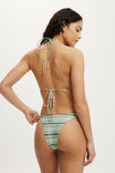 String Triangle Bikini Top, BOHO STRIPES GREEN SHIMMER - example image 3