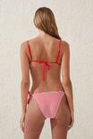 Fixed Tie Side Brazilian Bikini Bottom, LOBSTER RED CRINKLE STRIPE - alternate image 3