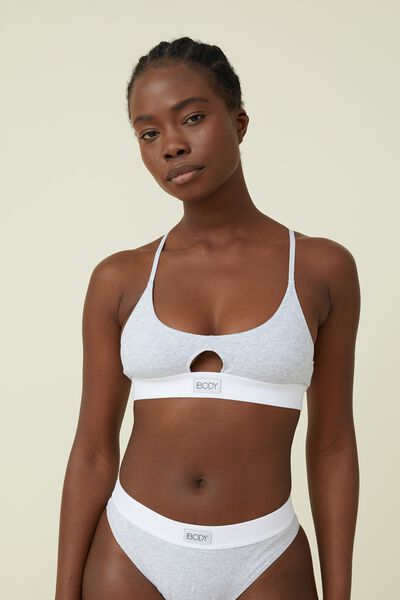 Organic Cotton Scoop Padded Bralette, NEW GREY MARLE