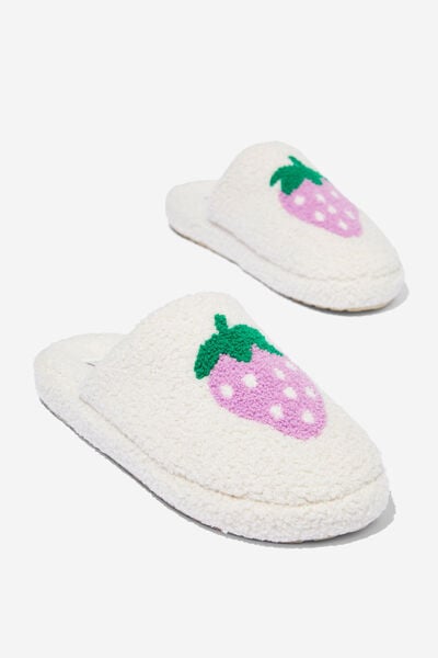 Cosy Novelty Scuff Slipper, STRAWBERRY CREAM