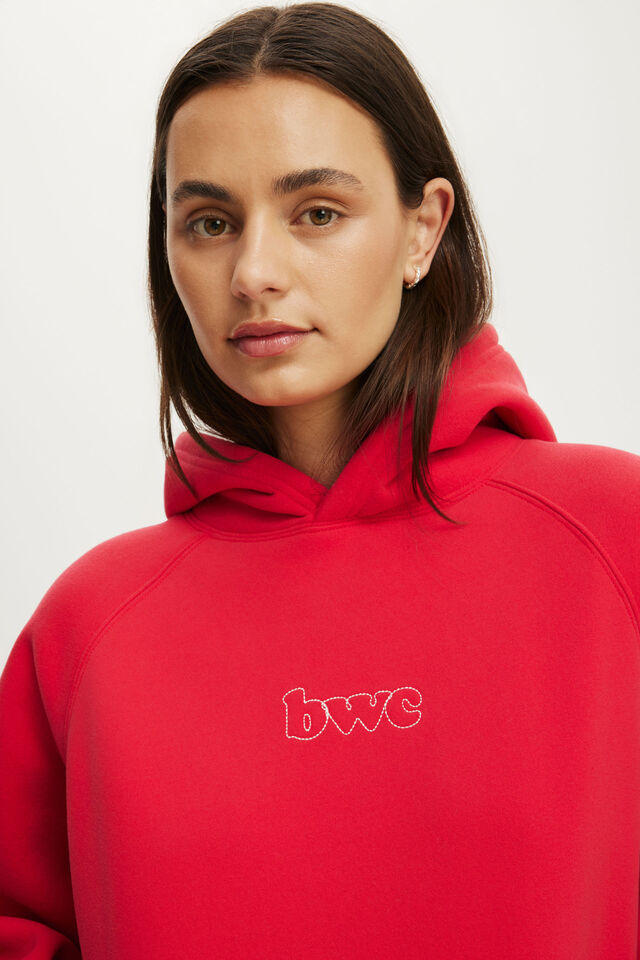 Plush Premium Graphic Raglan Hoodie, CHARGED RED/BODY WELLNESS