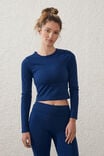 Ultra Soft Fitted Long Sleeve Top, NAVY PEONY - alternate image 1