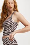 Sleep Recovery Racer Back Tank Top, BURGUNDY/ CREAM STRIPE - alternate image 2