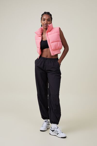 The Mother Cropped Puffer Vest, CUPCAKE PINK