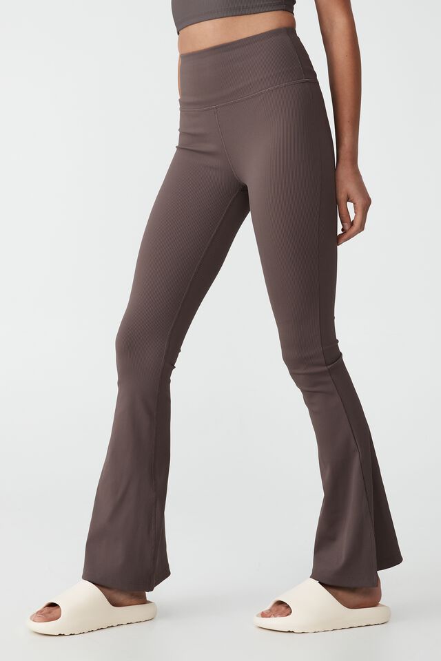 Current Mood Stretchy Flared Yoga Pants - Brown