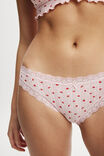 Organic Cotton Lace Bikini Brief, ROSE DITSY RED POINTELLE - alternate image 2