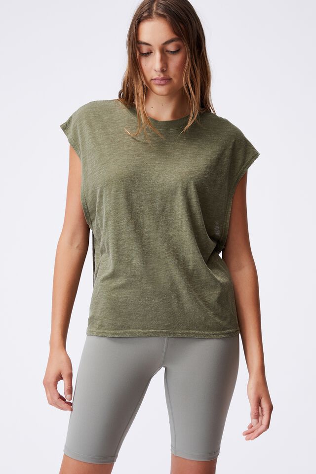Lifestyle Slouchy Muscle Tank, DEEP MOSS WASH