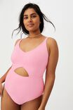 Curve Rouched Front One Piece, STRAWBERRY RIB - alternate image 1
