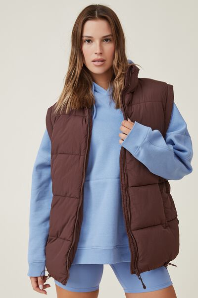 The Recycled Mother Puffer Vest, CEDAR BROWN