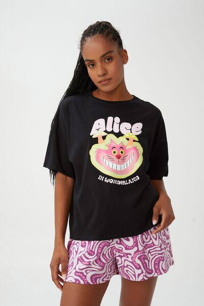 Oversized Jersey Bed Tee, LCN DIS/ALICE CHESHIRE CAT