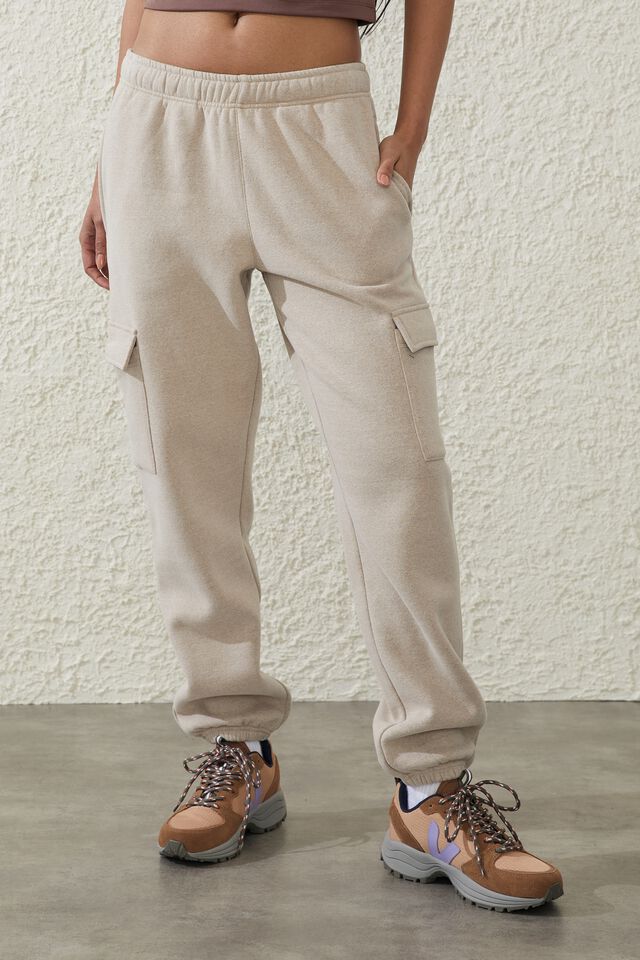 Plush Essential Gym Sweatpant, WHITE PEPPER MARLE/POCKET