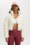 The Mother Puffer Cropped Sherpa Jacket, COCONUT MILK - alternate image 1