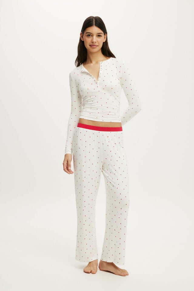 Airy Soft Asia Fit Wide Leg Pant, SMOOTH MYA HEART COCONUT MILK/CHEEKY CHERRY