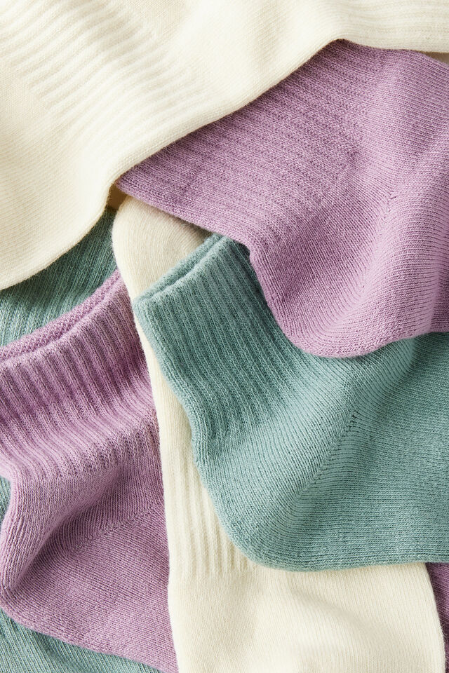 Body Qtr Crew Sock 3Pk, TEAL MIST MULTI