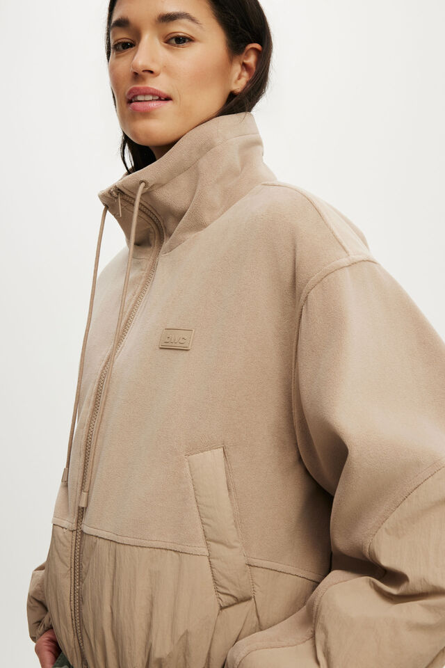 Polar Fleece Padded Jacket, LATTE