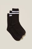 Body Crew Socks 3Pk, BLACK/WHITE STRIPE - alternate image 1