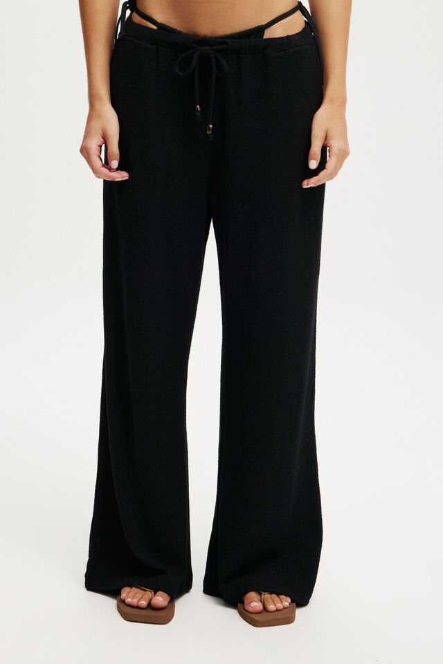 Lightweight Wide Leg Beach Pant, BLACK