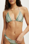 String Triangle Bikini Top, BOHO STRIPES GREEN SHIMMER - example image 2