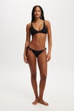 Fixed Tie Side Brazilian Bikini Bottom, BLACK CRINKLE - alternate image 1