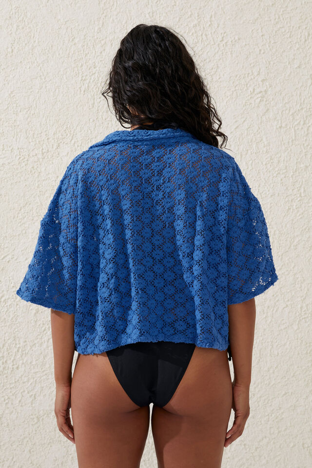 Crochet Beach Shirt, BLUE SPLASH/CROCHET