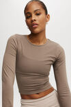 Ultra Soft Fitted Long Sleeve Top, DUSKY GREEN - alternate image 2