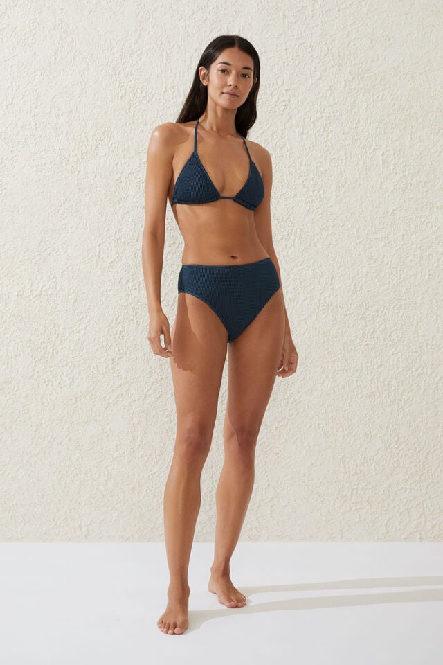 Slider Triangle Bikini Top, TIDAL NAVY/BLACK CRINKLE