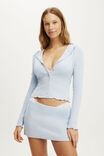 Dreamy Soft Pointelle Hooded Cardi, VIOLET BLUE - example image 1