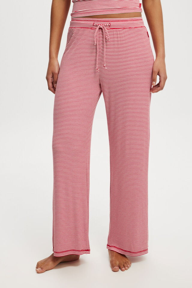 Sleep Recovery Wide Leg Pant, RED/ WHITE STRIPE