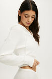 Hooded Zip Up Knit Cardi, CLOUD DANCER - example image 2
