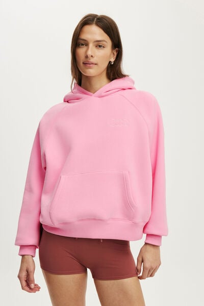 Plush Premium Graphic Raglan Hoodie, PRISM PINK/BODY WELLNESS