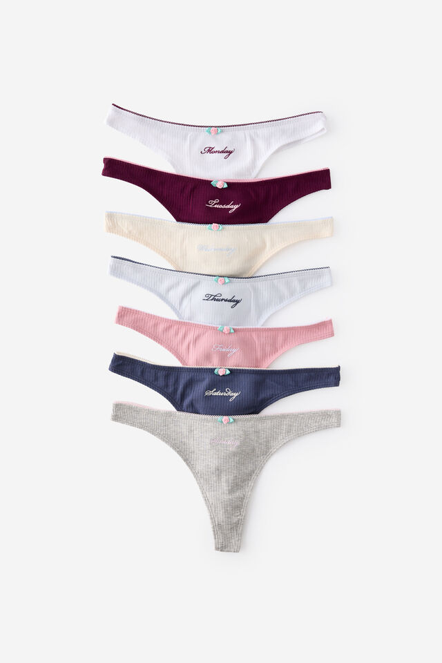 Day By Day Organic Cotton Picot G String Brief, DAYS OF THE WEEK