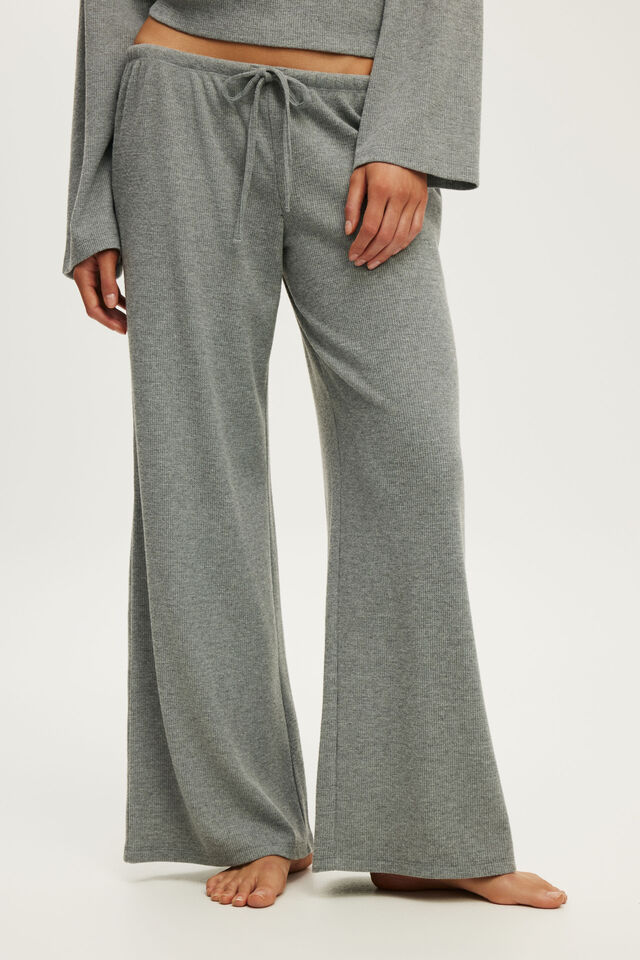 Super Soft Waffle Wide Leg Pant, MID GREY MARLE