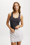 Mini Slip Skirt With Lace, WHITE - example image 4
