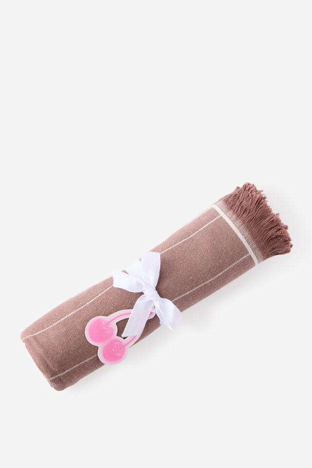 Lucia Lightweight Towel, TOFFEE BEAN PINSTRIPE